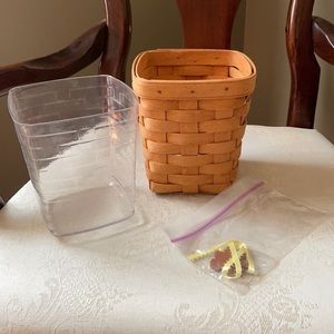 Longaberger 1990 medium basket with teddy bear cookie charm handwoven maple wood